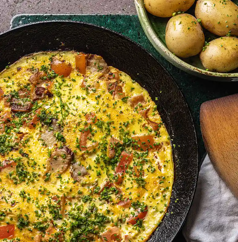 Æggekage med spinat og bacon