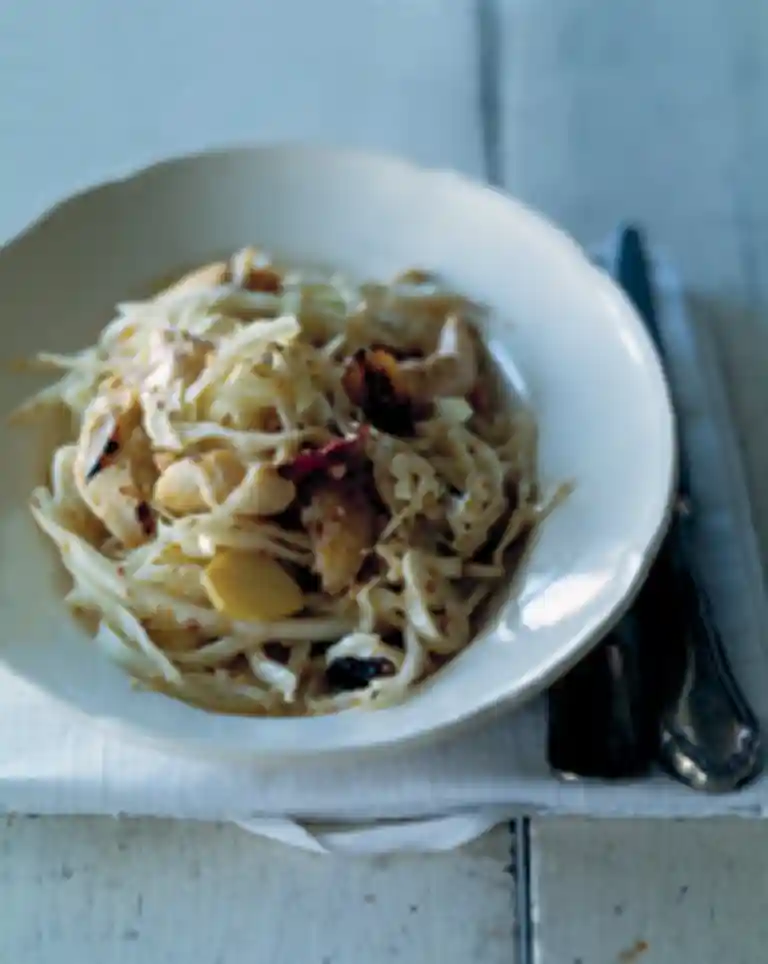 Hvidkål i wok med kylling