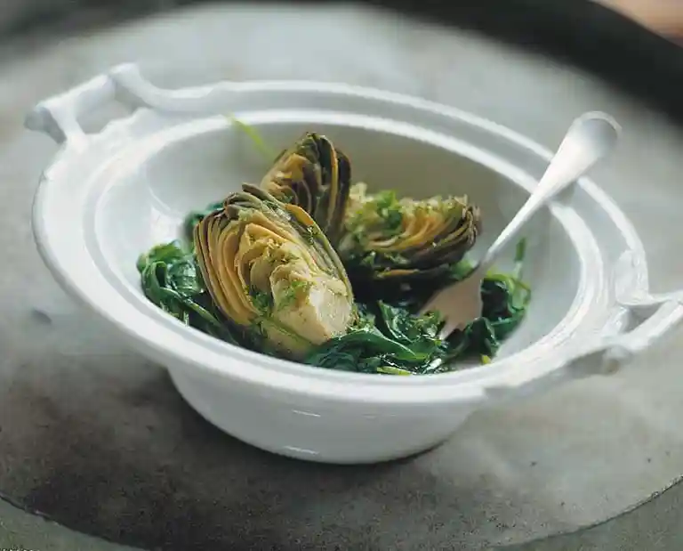 Kronärtskocka med spenat