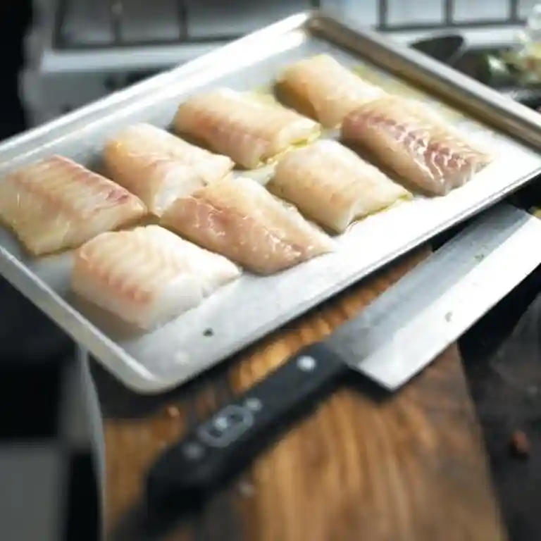 Ugnsbakad fisk med tomat & purjolök